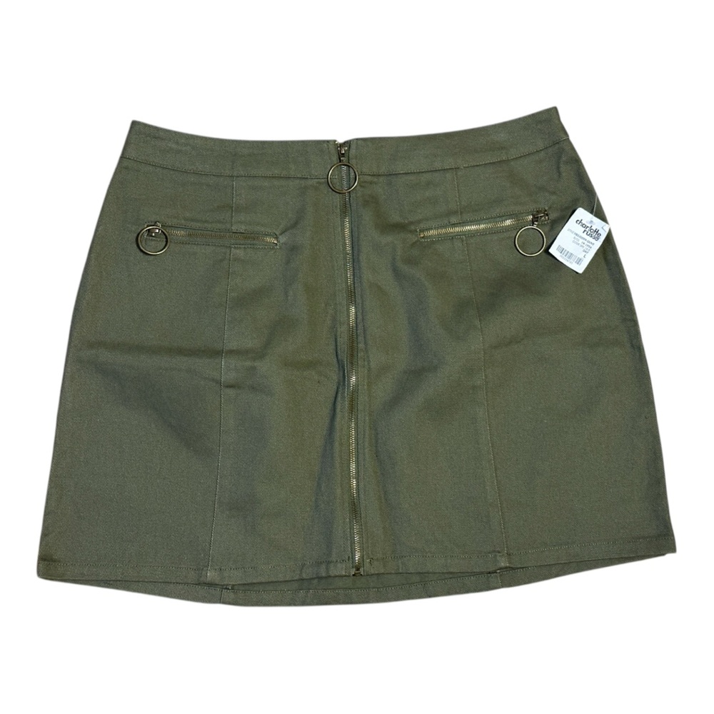 Charlotte Russe Olive Green Minj Moto Skirt NWT